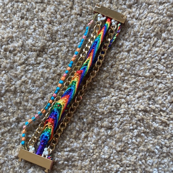 Rainbow Colored Braided and Beaded Bracelet - Picture 5 of 9